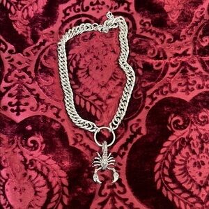 Silver Stainless Steel Scorpion Pendant Necklace